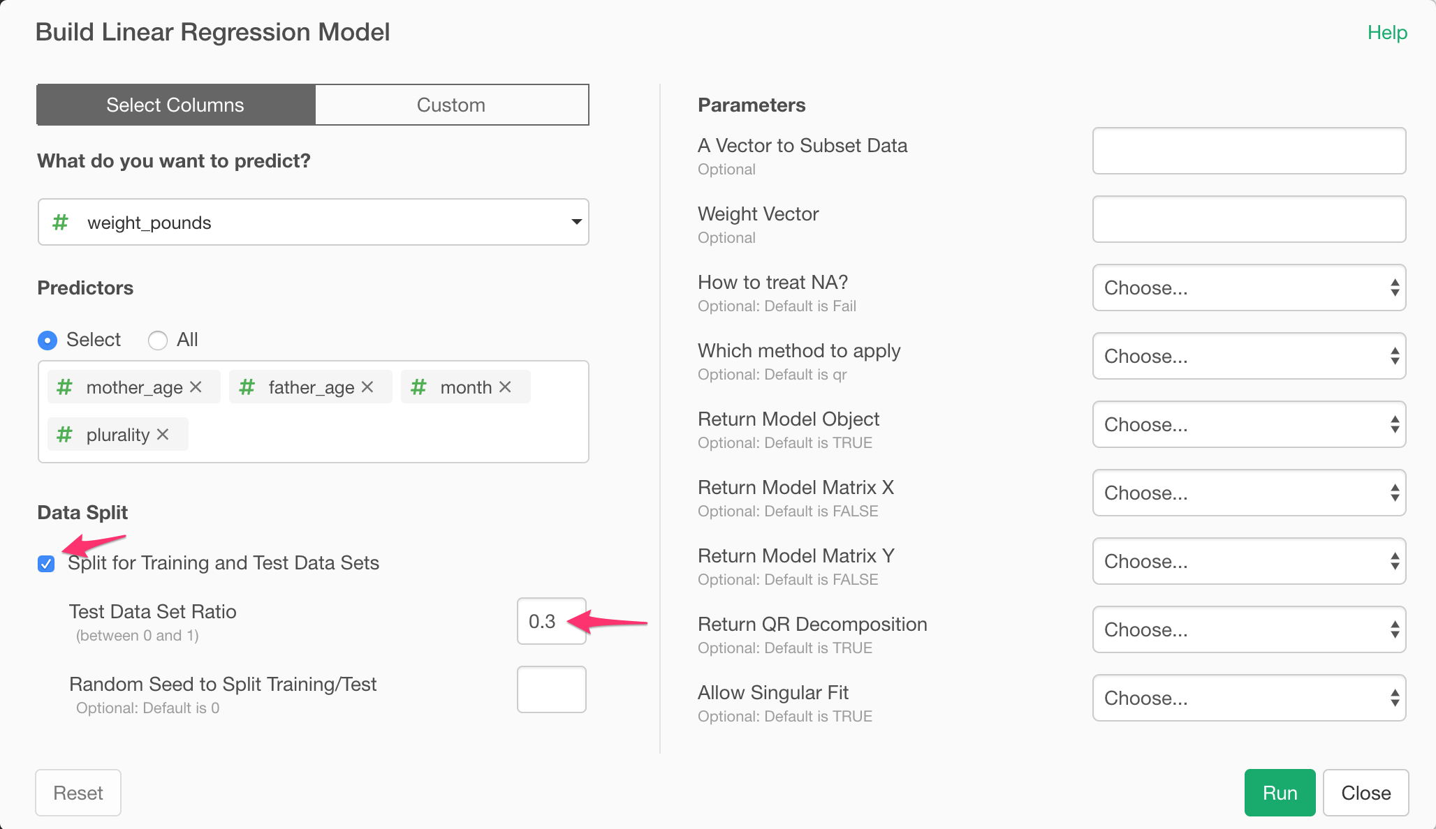 build your model: run the model and examine results |... When successfully run, you can check execution result and parameter ...