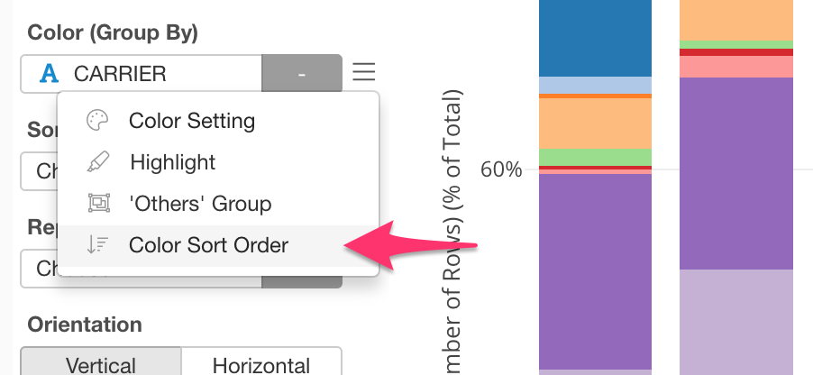 And select ‘Bottom to Top’ from the dropdown.